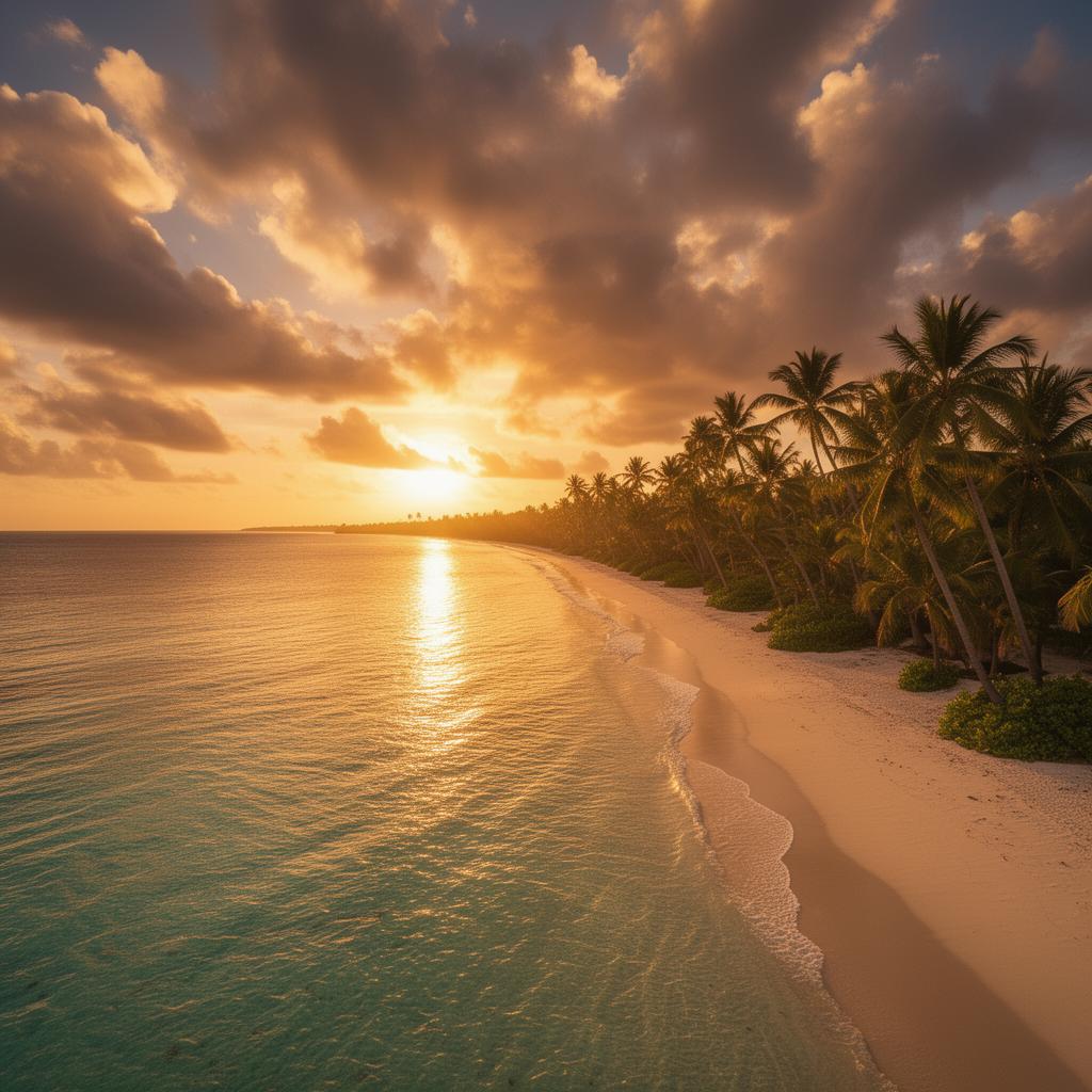 AI generated tropical beach at sunset